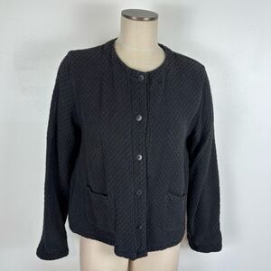 Cut Loose Black Quilted Jacket Lagenlook Tencel Cotton Size medium